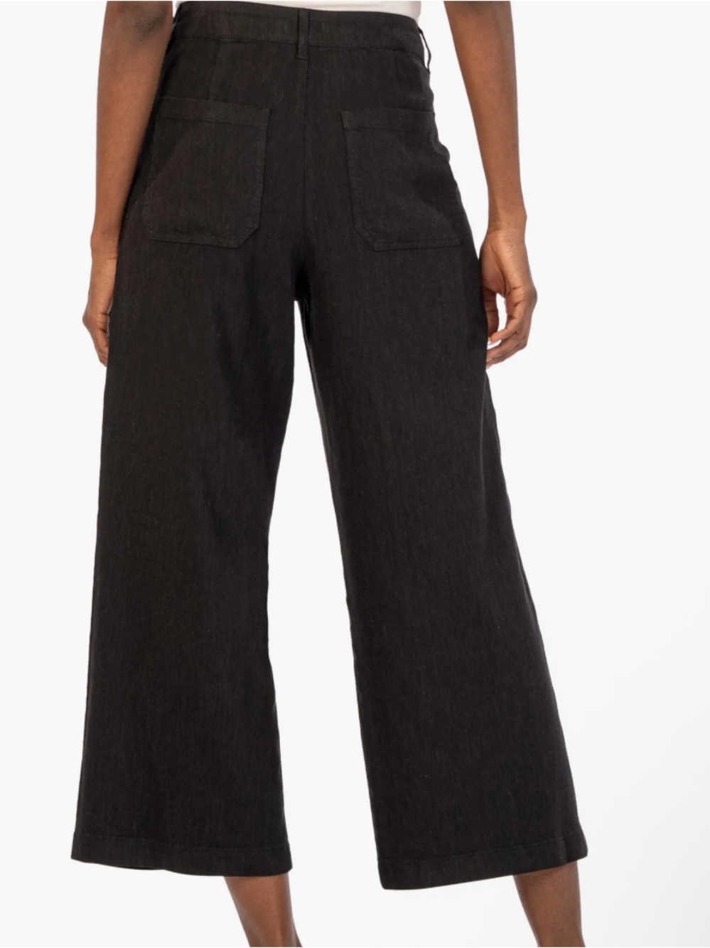 Kut from the Kloth 10 Topaz Black High-Waist Crop Wide Leg Linen Blend Pants - Picture 2 of 11